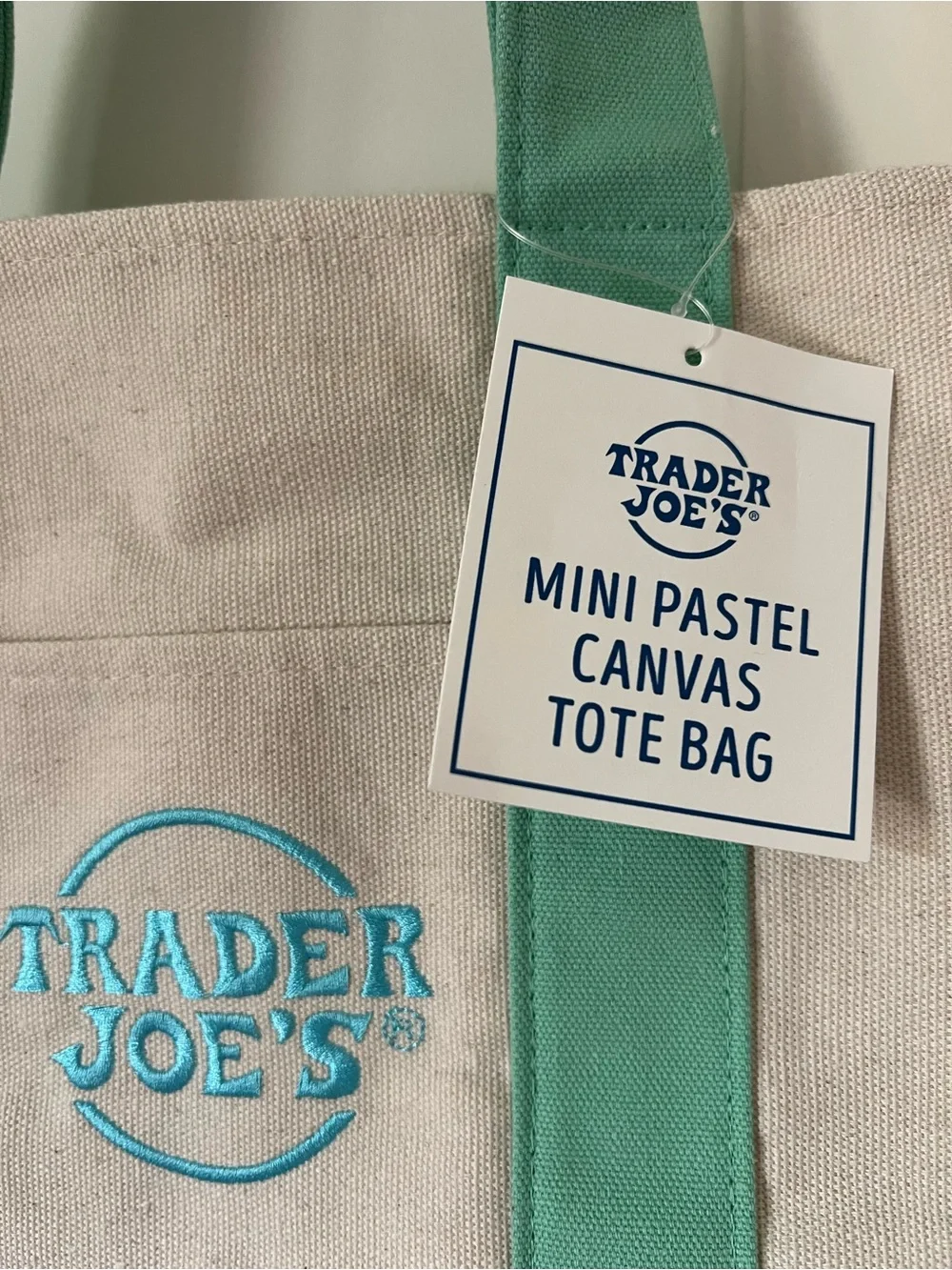 Trader Joe's Mini Canvas Tote Bag in Mint - Picture 2 of 2